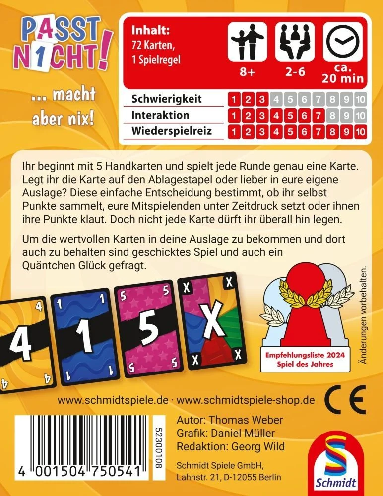 Passt nicht!, Kartenspiel