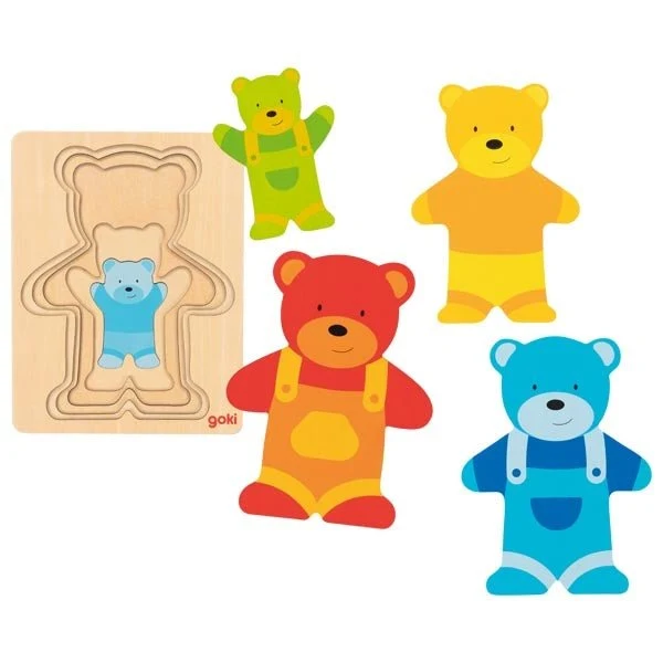 Goki Schichtenpuzzle Bär aus Holz für Kinder ab 2 Jahren