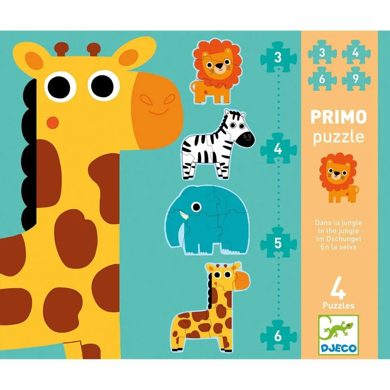 Djeco Puzzle Im Dschungel – 4 Silhouetten-Lernpuzzles