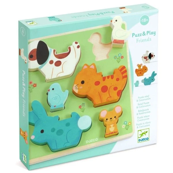 Puzz & Play Freunde Holzpuzzle ab 18 Monaten – Djeco