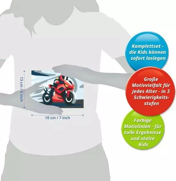 Malen nach Zahlen Motorradfahrer ab 7 Jahren