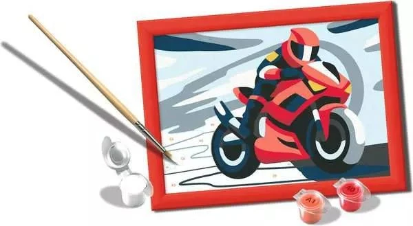 Malen nach Zahlen Motorradfahrer ab 7 Jahren