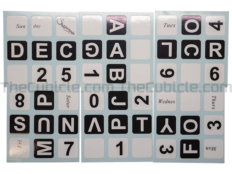 3x3 Calendar Cube Stickers