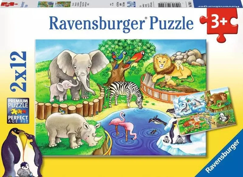 Tiere im Zoo Kinderpuzzle – Ravensburger 2x12 Teile