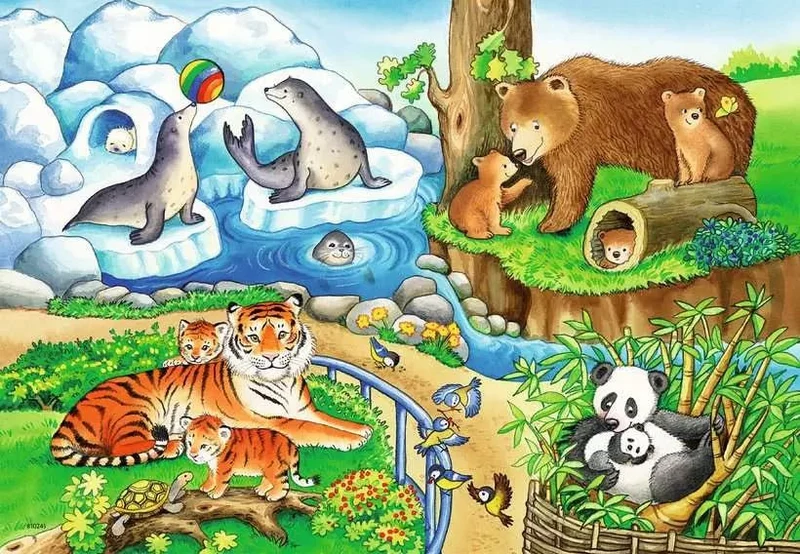 Tiere im Zoo Kinderpuzzle – Ravensburger 2x12 Teile