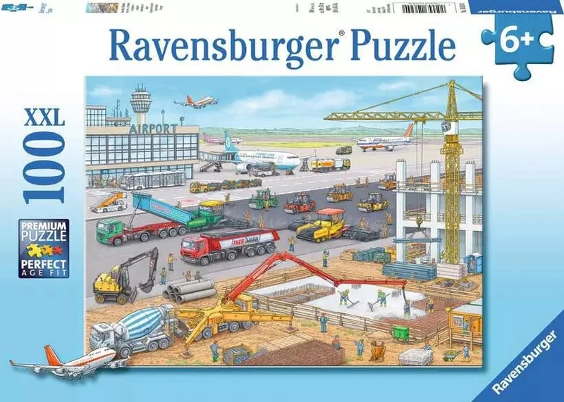 Baustelle am Flughafen Kinderpuzzle – 100 XXL Teile