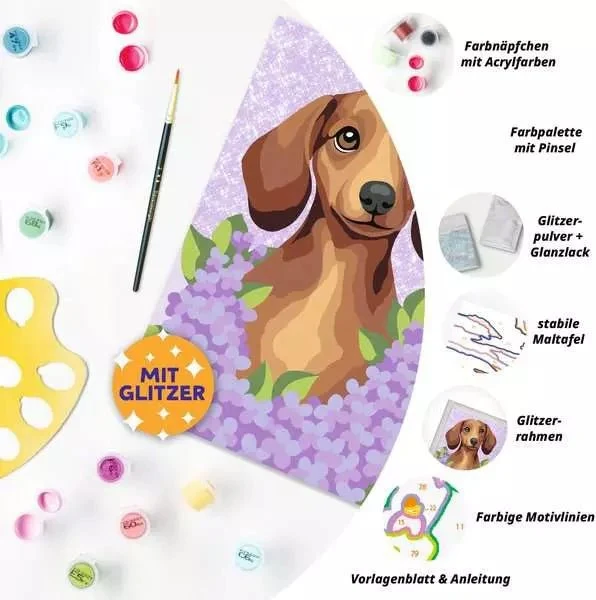 Malen nach Zahlen Dackel Lilac ab 7 Jahren
