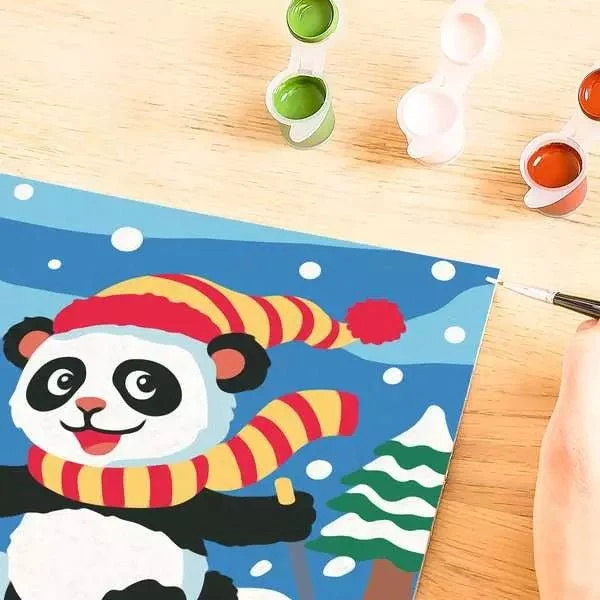 Malen nach Zahlen Skifahrender Panda ab 7 Jahren