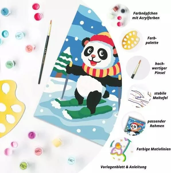 Malen nach Zahlen Skifahrender Panda ab 7 Jahren