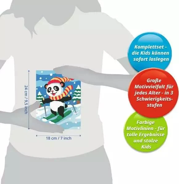 Malen nach Zahlen Skifahrender Panda ab 7 Jahren