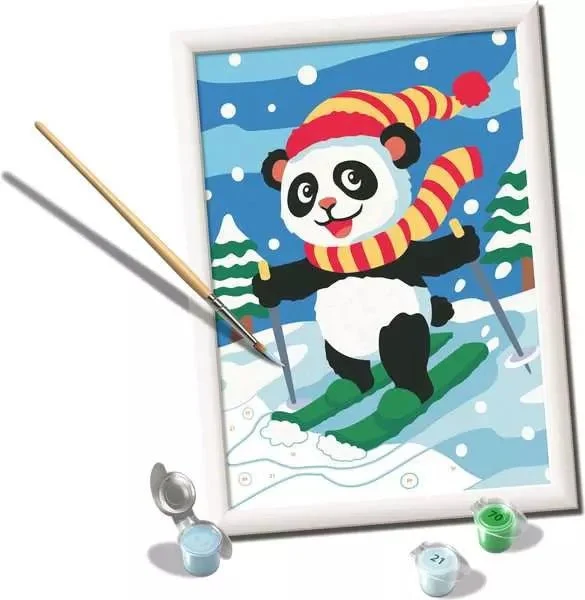 Malen nach Zahlen Skifahrender Panda ab 7 Jahren