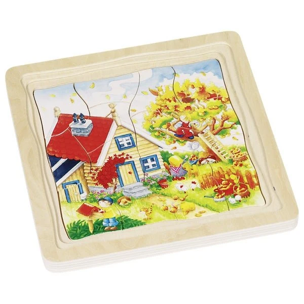 Schichtenpuzzle Jahreszeiten aus Holz