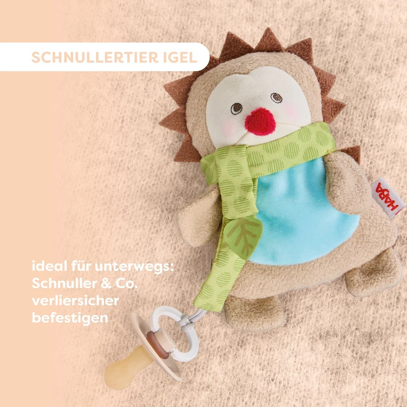 Schnullertier Igel – Schnullerhalter mit abnehmbarem Schal ab 0 Monaten