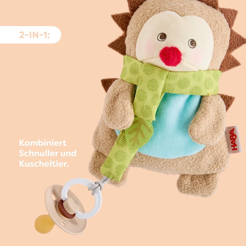 Schnullertier Igel – Schnullerhalter mit abnehmbarem Schal ab 0 Monaten