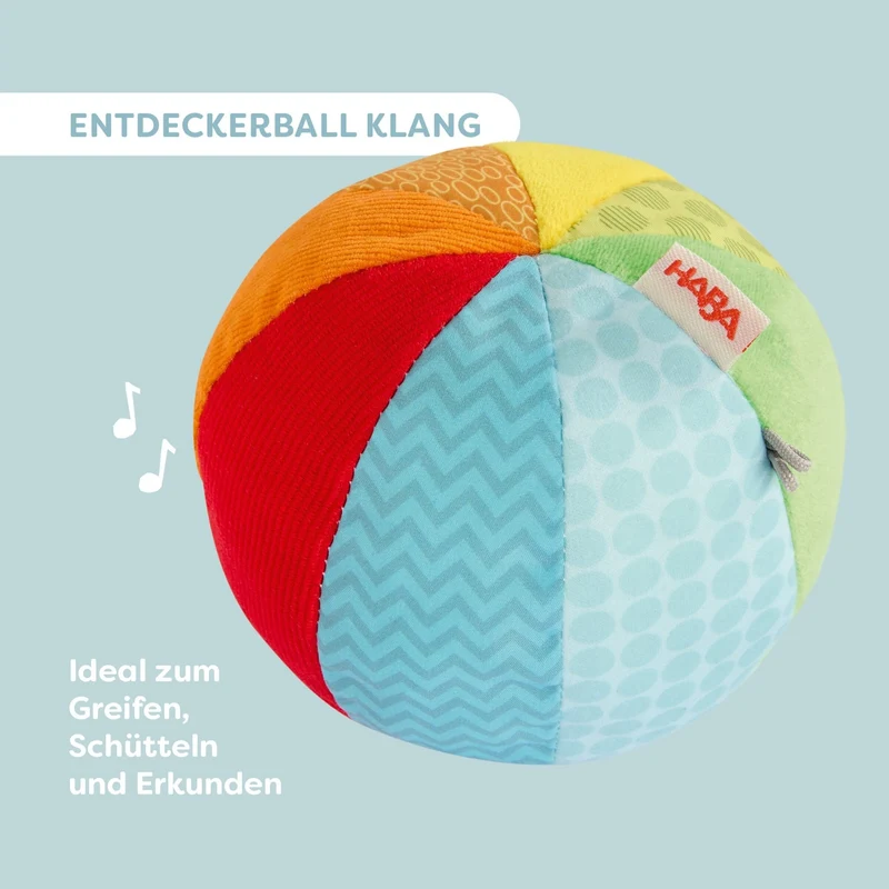 Entdeckerball Klang – weicher Stoffball mit Klingel ab 6 Monaten