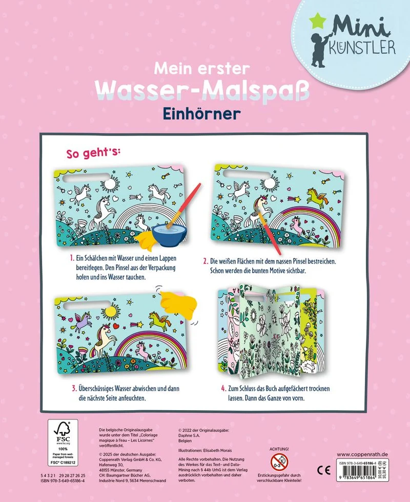 Wasser-Malspaß Einhörner – Malbuch ab 4 Jahren – Coppenrath