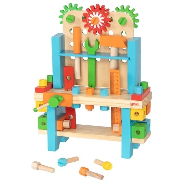 Goki Meine erste Werkbank aus Holz Spielzeug ab 3 Jahren