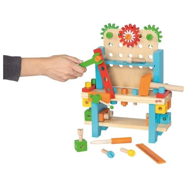 Goki Meine erste Werkbank aus Holz Spielzeug ab 3 Jahren