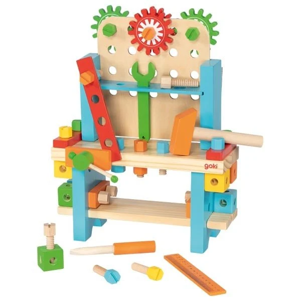 Goki Meine erste Werkbank aus Holz Spielzeug ab 3 Jahren