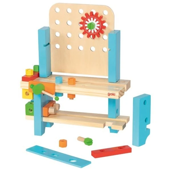 Goki Meine erste Werkbank aus Holz Spielzeug ab 3 Jahren