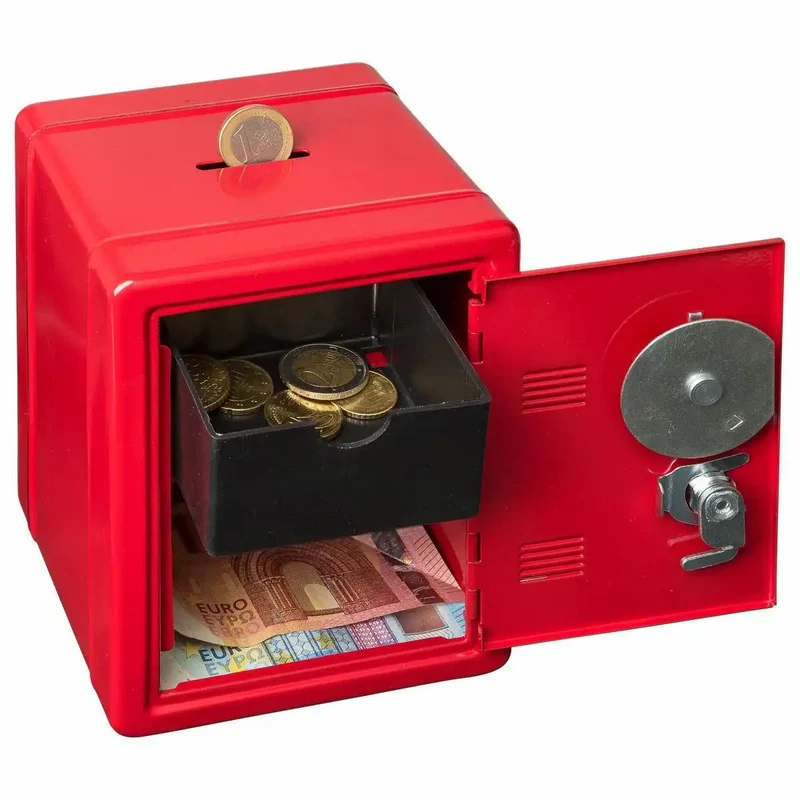 Spartresor aus Metall rot 12 x 10 x 16 cm – mit Schloss