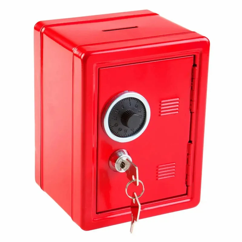 Spartresor aus Metall rot 12 x 10 x 16 cm – mit Schloss