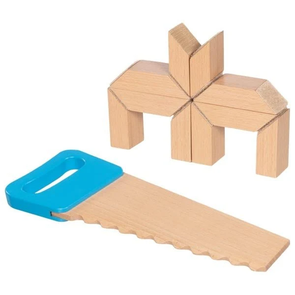 Goki Holzbausteine mit Klett und Säge aus Holz ab 2 Jahren