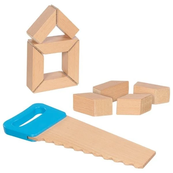 Goki Holzbausteine mit Klett und Säge aus Holz ab 2 Jahren