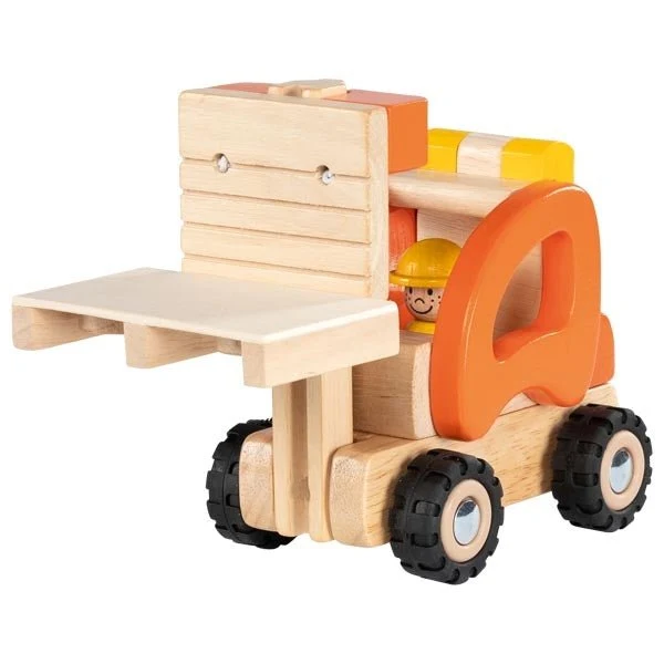 Goki Holz Gabelstapler mit Hubfunktion und Palette