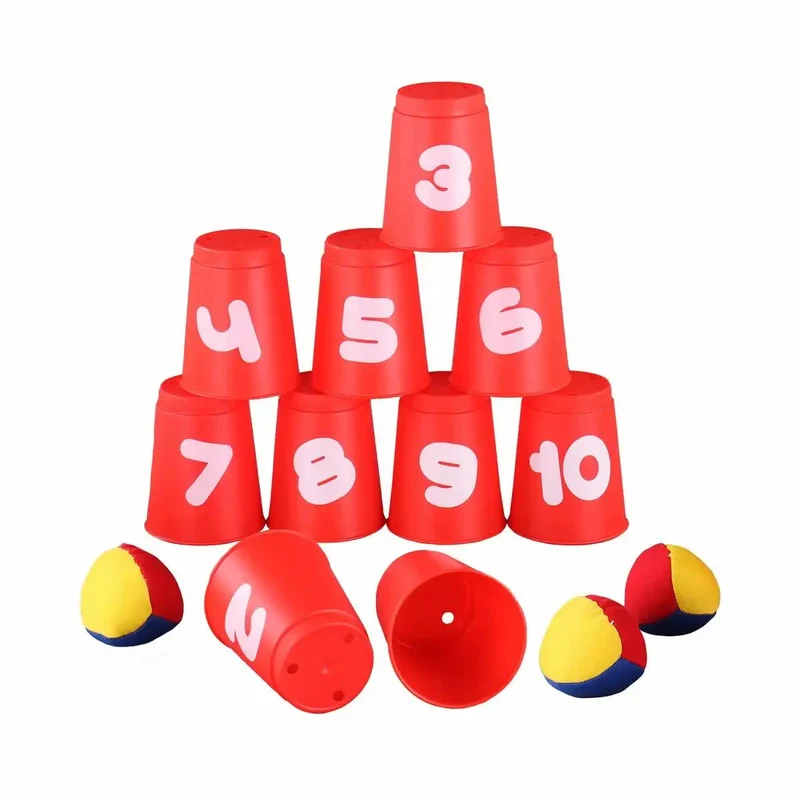 Ballwurfspiel 10 Becher und 3 Bällen