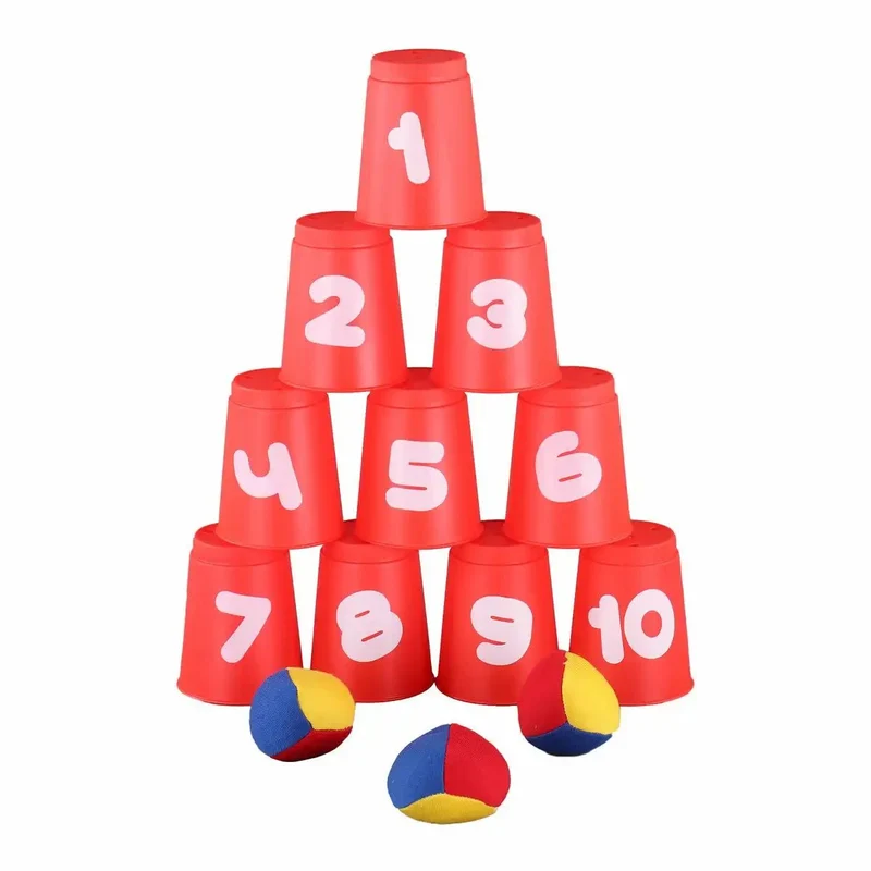 Ballwurfspiel 10 Becher und 3 Bällen