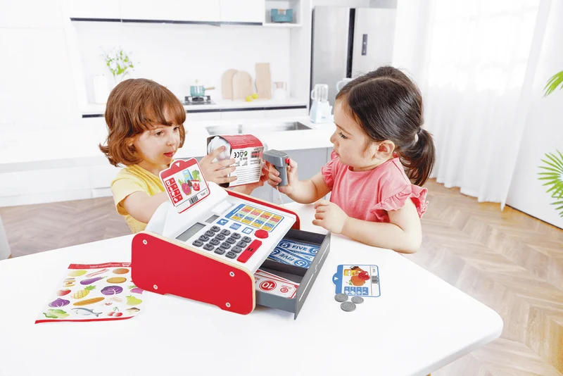 Spielkasse Kinder mit Sound und Scanner – Kaufladen-Set