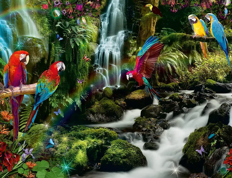 Bunte Papageien im Dschungel – Ravensburger Puzzle 2000 Teile