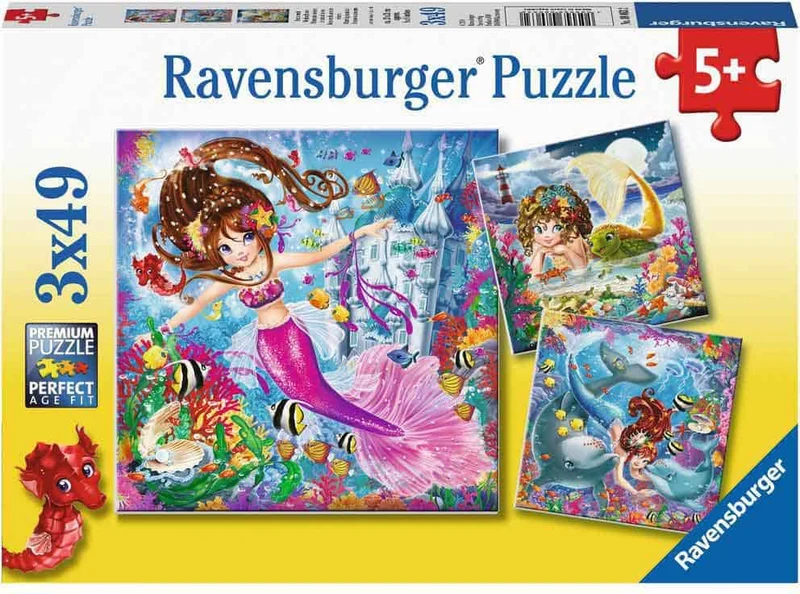 Bezaubernde Meerjungfrauen Kinderpuzzle – Ravensburger 3x49 Teile