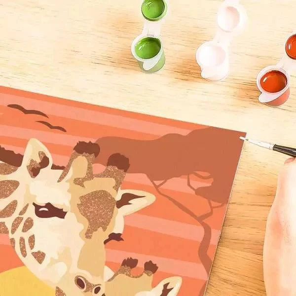 CreArt – Malen nach Zahlen Kinder „Giraffe mit Baby“