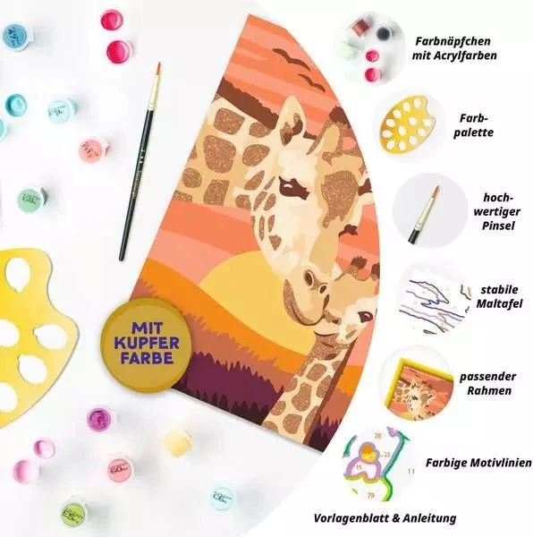CreArt – Malen nach Zahlen Kinder „Giraffe mit Baby“