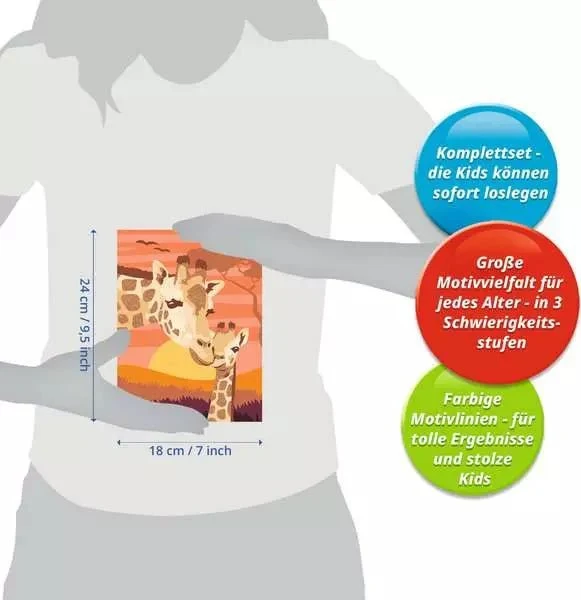 CreArt – Malen nach Zahlen Kinder „Giraffe mit Baby“