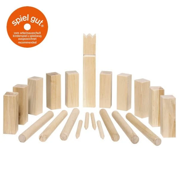 Goki Wikingerspiel Kubb – Holzspielzeug im Baumwollbeutel, kleine Größe