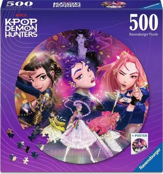 Rundpuzzle 500 Teile – KPop Demon Hunters mit Poster