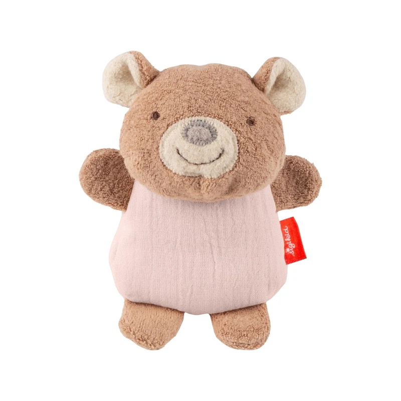 Greifling Bär Musselin – Spielfigur mit Rassel und Knisterfolie ab Geburt