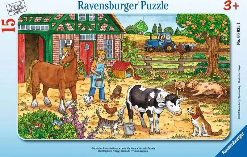 Glückliches Bauernhofleben Kinderpuzzle – Ravensburger Rahmenpuzzle 15 Teile