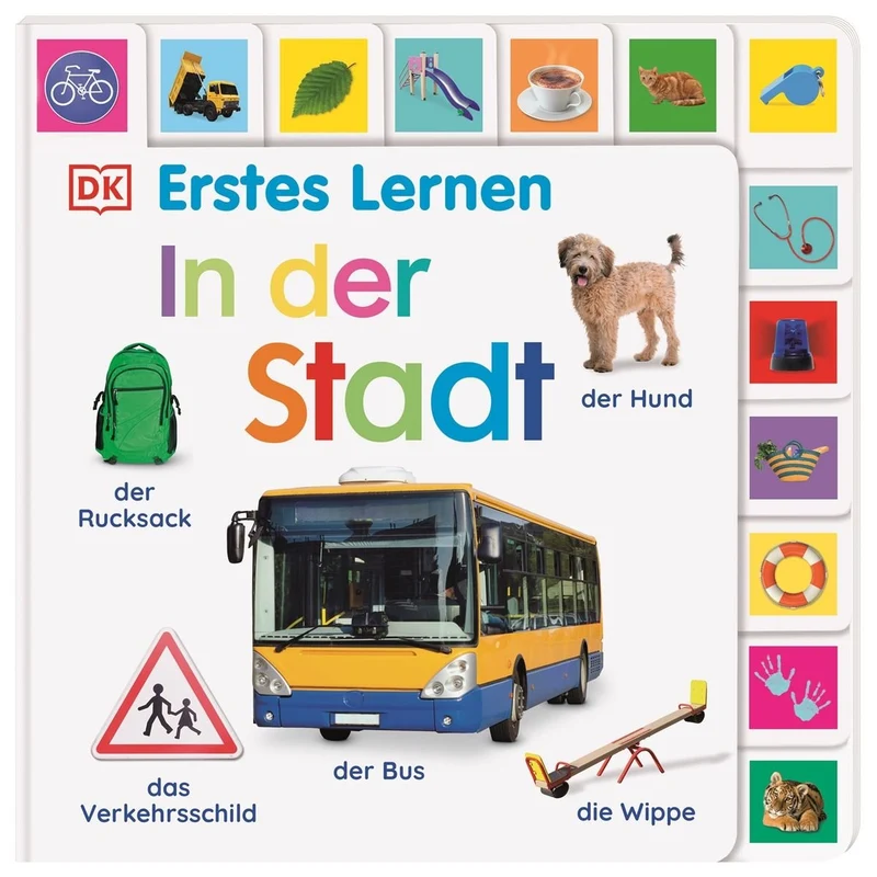 Pappbilderbuch Erstes Lernen: In der Stadt mit über 200 Fotos und Griffregister