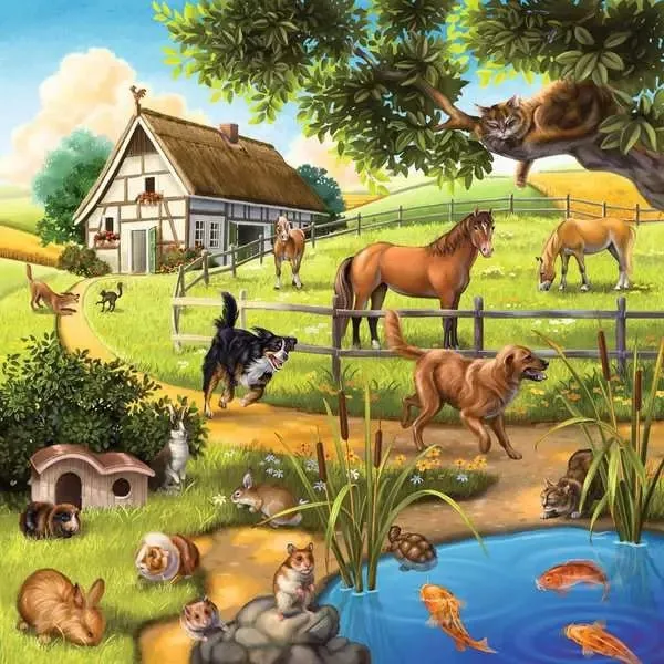 Wald-/Zoo-/Haustiere Kinderpuzzle – Ravensburger 3x49 Teile