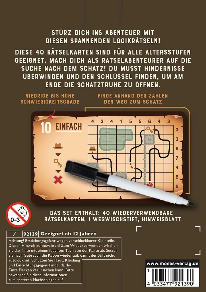 Logikrätsel Mission Gold – 40 Schatzsuche-Rätsel mit Wegwischstift
