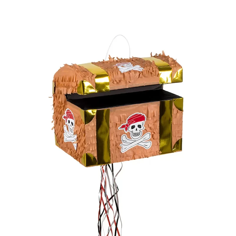 Piñata Schatztruhe / Schatzkiste, mit Zugband, ca. 30x26x23cm