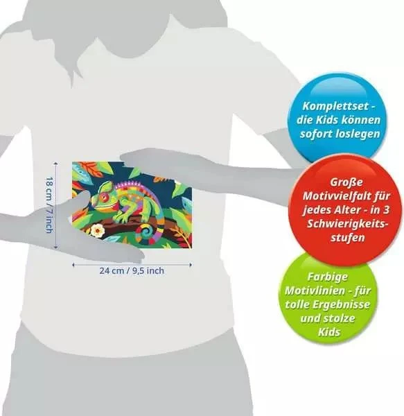 CreArt – Malen nach Zahlen Kinder „Farbenfrohes Chamäleon“