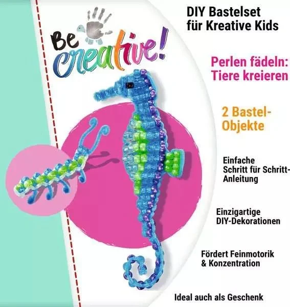 BeCreative Mini Perlentiere Seepferdchen – Bastelset ab 6 Jahren