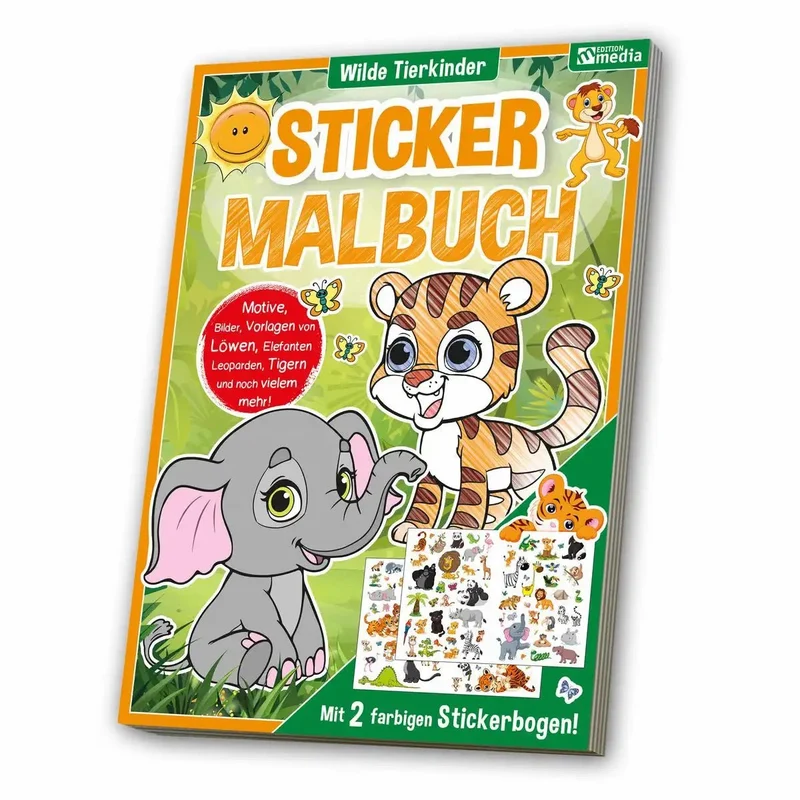 Sticker-Malbuch Wilde Tierkinder