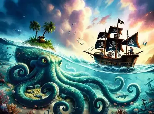 Kinderpuzzle Der Schatz des Kraken – 100 XXL Teile