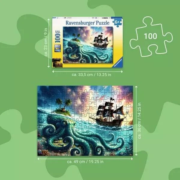 Kinderpuzzle Der Schatz des Kraken – 100 XXL Teile